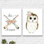 Imagem de Kit 2 Quadros Corujinha Be Brave 33X24Cm - Com Vidro