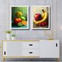 Imagem de Kit 2 Quadros Cozinha - Arte Frutas 33x24cm - com vidro