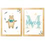 Imagem de Kit 2 Quadros Decorativos 20x30cm Infantil Personalizado com o Nome Bebê Para Quarto