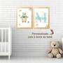 Imagem de Kit 2 Quadros Decorativos 20x30cm Infantil Personalizado com o Nome Bebê Para Quarto