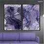 Imagem de Kit 2 quadros decorativos 40x60cm canvas abstrato efeito marmore lilas e dourado abg023