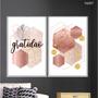 Imagem de Kit 2 quadros decorativos 40x60cm vidro geometrico abstrato rose dourado gratidao frs007