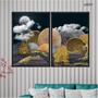 Imagem de Kit 2 quadros decorativos 60x80cm canvas abstrato formas e montanhas douradas art021