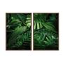 Imagem de Kit 2 quadros decorativos 60x80cm canvas folhas tropicais verde intenso flnt047