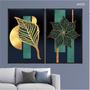 Imagem de Kit 2 quadros decorativos 60x80cm vidro abstrato flores e folhas art020