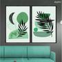 Imagem de Kit 2 quadros decorativos 60x80cm vidro abstrato formas verde abg022