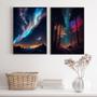 Imagem de Kit 2 Quadros Decorativos Aurora Boreal 24X18Cm - Com Vidro