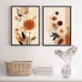 Imagem de Kit 2 Quadros Decorativos Boho Flores Terracota 33x24cm - com vidro
