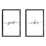 Imagem de Kit 2 Quadros Decorativos Casal Frases Good Vibes 40x60cm