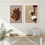 Imagem de Kit 2 Quadros Decorativos Flores Modernas Marrom 33x24cm - com vidro