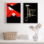 Imagem de Kit 2 Quadros Decorativos Jazz Preto EVermelho 33x24cm