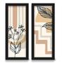 Imagem de Kit 2 Quadros Decorativos Lavabo Abstrato Boho Ramos Floral Bege