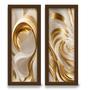 Imagem de Kit 2 Quadros Decorativos Lavabo Abstrato Branco Dourado Moderno Elegante