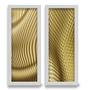 Imagem de Kit 2 Quadros Decorativos Lavabo Abstrato Dourado Ondas Moderno