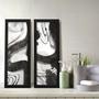 Imagem de Kit 2 Quadros Decorativos Lavabo Abstrato Moderno Preto Branco Pinceladas