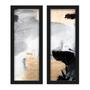 Imagem de Kit 2 Quadros Decorativos Lavabo Abstrato Pinceladas Dourado Branco Cinza Preto