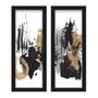 Imagem de Kit 2 Quadros Decorativos Lavabo Abstrato Pinceladas Moderno Preto Dourado