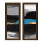 Imagem de Kit 2 Quadros Decorativos Lavabo Abstrato Pintura Pinceladas Preto Cinza Azul