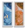 Imagem de Kit 2 Quadros Decorativos Lavabo Aquarela Azul Laranja Carpa Peixe