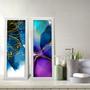 Imagem de Kit 2 Quadros Decorativos Lavabo Aquarela Azul Roxo Floral Lineart Dourado