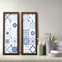 Imagem de Kit 2 Quadros Decorativos Lavabo Azulejo Português Branco Azul Provençal