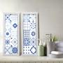 Imagem de Kit 2 Quadros Decorativos Lavabo Azulejo Português Branco Azul Provençal