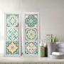 Imagem de Kit 2 Quadros Decorativos Lavabo Azulejo Português Verde Banheiro Decoração