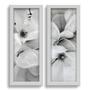 Imagem de Kit 2 Quadros Decorativos Lavabo Branco Cinza Floral Lírio