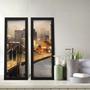 Imagem de Kit 2 Quadros Decorativos Lavabo Cidade Aquarela Preto e Dourado