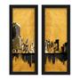 Imagem de Kit 2 Quadros Decorativos Lavabo Cidade Dourado e Preto Moderno Elegante