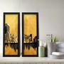 Imagem de Kit 2 Quadros Decorativos Lavabo Cidade Dourado e Preto Moderno Elegante