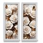 Imagem de Kit 2 Quadros Decorativos Lavabo Floral Flor Rosa Branco Dourado
