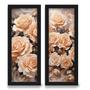 Imagem de Kit 2 Quadros Decorativos Lavabo Floral Rosa Flores Salmão Sofisticado