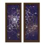 Imagem de Kit 2 Quadros Decorativos Lavabo Geometria Sagrada Constelação Roxo Dourado
