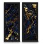 Imagem de Kit 2 Quadros Decorativos Lavabo Mármore Marmorizado Azul Dourado Moderno Elegante