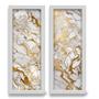 Imagem de Kit 2 Quadros Decorativos Lavabo Mármore Marmorizado Branco Dourado Moderno Elegante