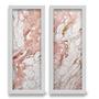 Imagem de Kit 2 Quadros Decorativos Lavabo Mármore Marmorizado Branco Rosa Tabaco Rose Gold Dourado