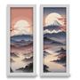 Imagem de Kit 2 Quadros Decorativos Lavabo Monte Fuji Montanha Pôr do Sol Oriental