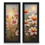 Imagem de Kit 2 Quadros Decorativos Lavabo Pintura Pôr do Sol Floral Flores