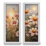 Imagem de Kit 2 Quadros Decorativos Lavabo Pintura Pôr do Sol Floral Flores