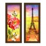 Imagem de Kit 2 Quadros Decorativos Lavabo Pôr do Sol Floral Torre Eiffel Aquarela