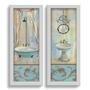 Imagem de Kit 2 Quadros Decorativos Lavabo Turquesa  Banheiro Banheira Vintage Arabesco Provençal
