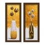 Imagem de Kit 2 Quadros Decorativos Lavabo Vaso Arranjo Floral Branco e Dourado Moderno