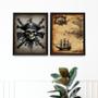 Imagem de Kit 2 Quadros Decorativos Mapa Pirata 33X24Cm - Com Vidro