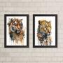 Imagem de Kit 2 Quadros Decorativos Onça E TigreAquarela 45x34cm - com vidro