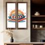 Imagem de Kit 2 Quadros Decorativos para Cozinha Área Goumet kitnet copa temperos frutas cantina Panela talheres 20x60cm