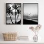 Imagem de Kit 2 Quadros Decorativos Praia Preto E Branco 33x24cm - com vidro