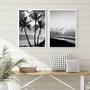 Imagem de Kit 2 Quadros Decorativos Praia Preto E Branco 33x24cm - com vidro