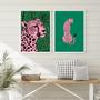 Imagem de Kit 2 Quadros Decorativos The Pink Leopard 24X18Cm