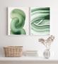 Imagem de Kit 2 Quadros Decorativos Verdes Abstratos- Ondas 24x18cm